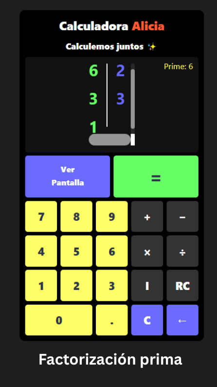 Factorización prima en Alicia Calculadora